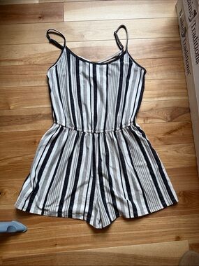 Striped Black and White One-Piece Romper